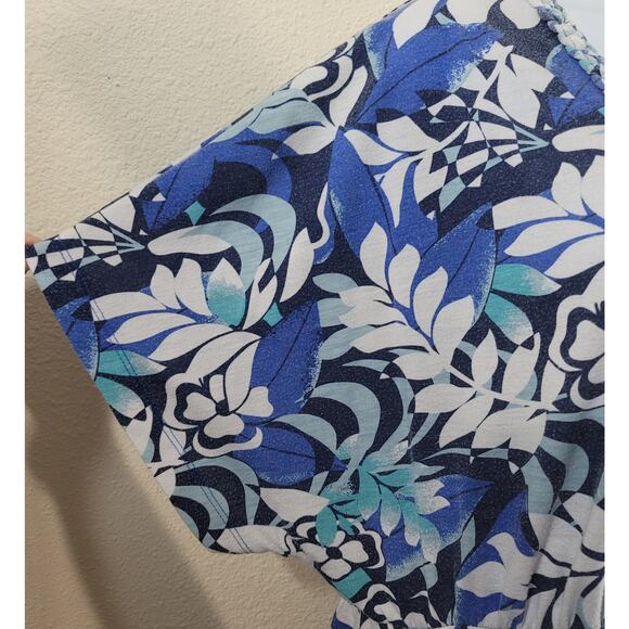 White Stag Blue White Floral Faded Print A Line Dress XXL Lightweight Stretchy - Picture 5 of 5